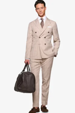 Giacca doppiopetto finestrata beige