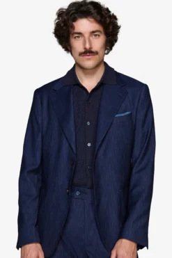 Giacca effetto denim blu scuro