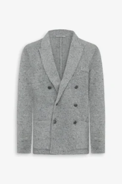 Giacca in maglia doppiopetto grigio chiaro