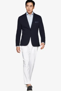 Giacca jersey operata blu