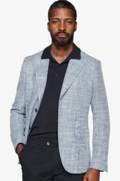 Giacca misto lino armaturata blu
