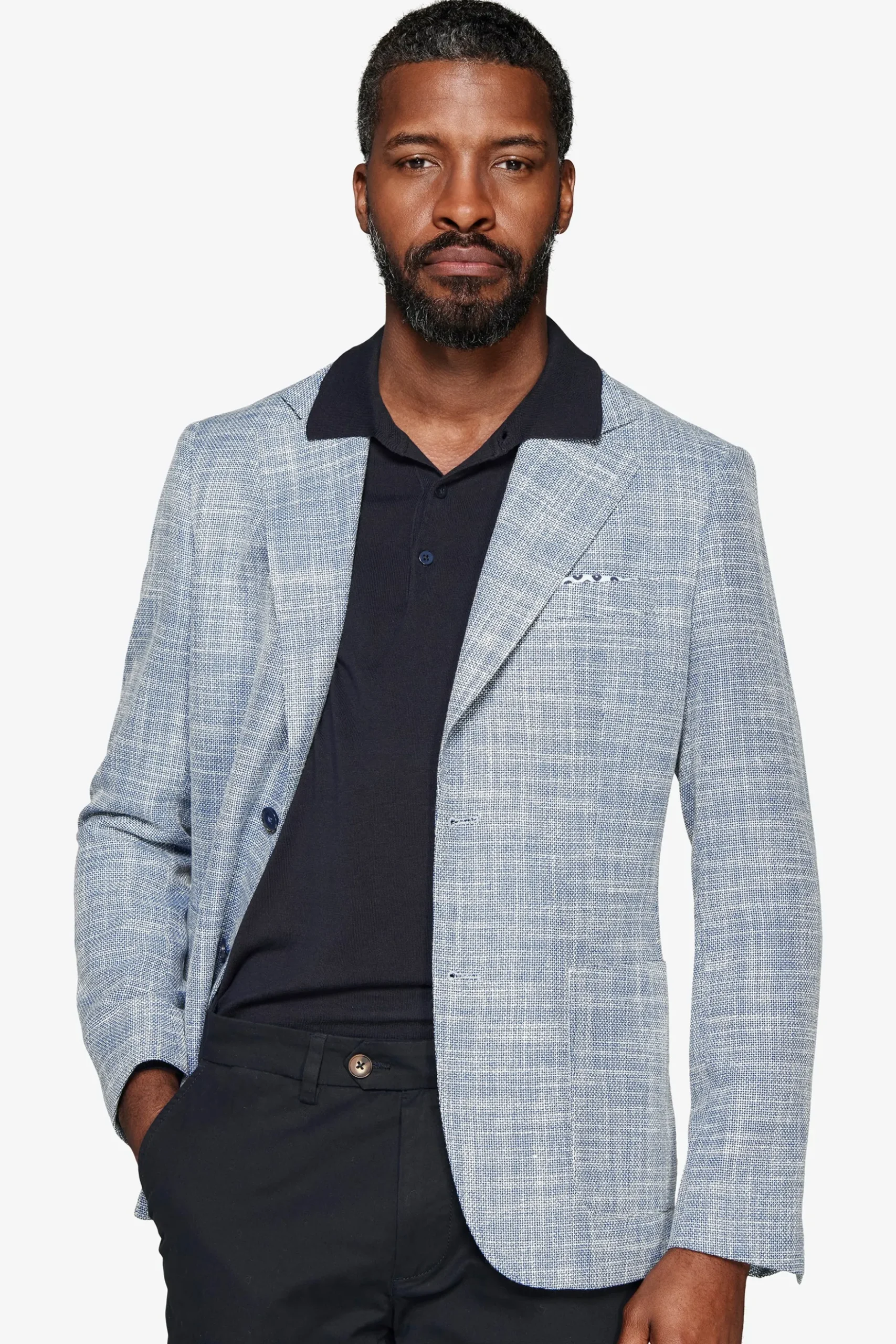 Giacca misto lino armaturata blu