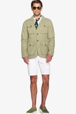 Giacca sahariana misto lino militare