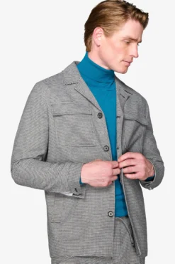 Giacca worker pied de poule grigia