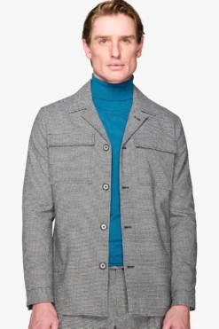 Giacca worker pied de poule grigia