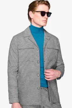 Giacca worker pied de poule grigia
