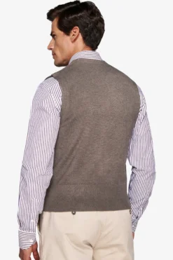 Gilet doppiopetto in maglia basic tortora
