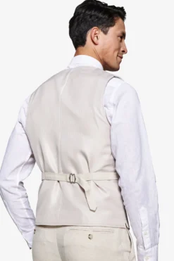 Gilet misto lino Herringbone sabbia