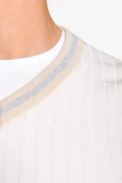 Gilet treccia e costa DNJ off white