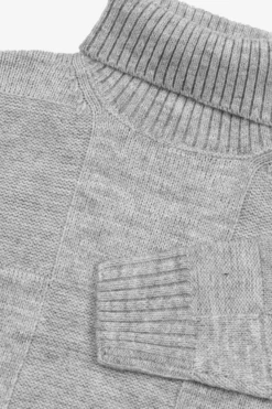 Maglia dolcevita a quadri grigio melange