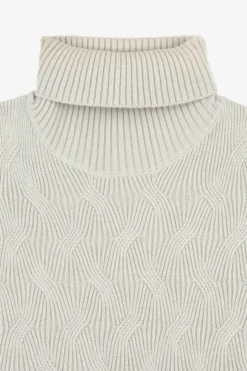 Maglia dolcevita a treccia discontinua ghiaccio