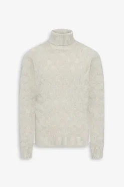 Maglia dolcevita a treccia discontinua ghiaccio