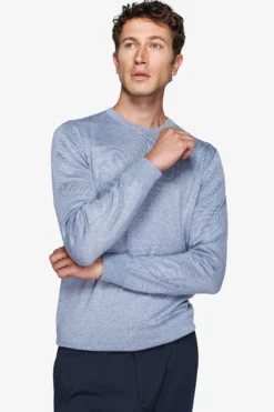 Maglia girocollo basic celeste