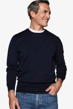 Maglia girocollo basic in cotone blu