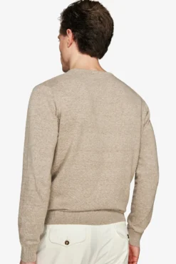 Maglia girocollo basic in cotone tortora
