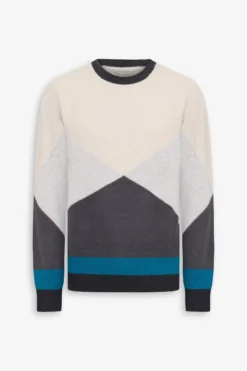Maglia girocollo block color petrolio
