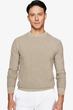 Maglia girocollo chicco riso tortora