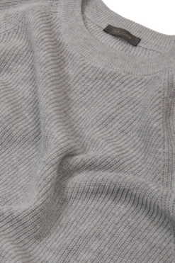 Maglia girocollo costina grigio chiaro