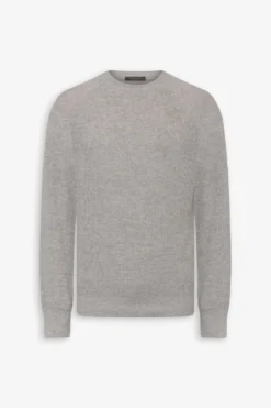 Maglia girocollo costina grigio chiaro