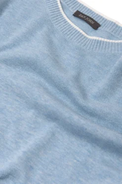 Maglia girocollo effetto melange celeste