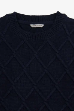 Maglia girocollo fantasia 3D blu