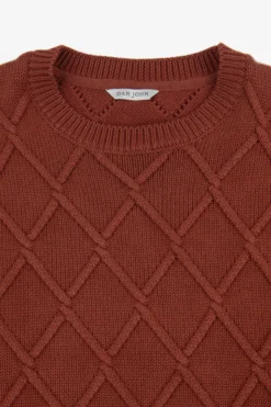 Maglia girocollo fantasia 3D coccio