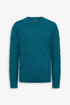 Maglia girocollo fantasia 3D petrolio