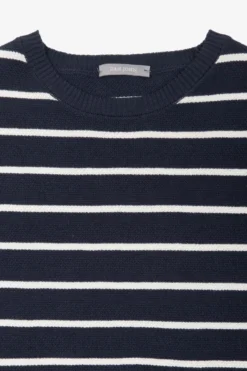 Maglia girocollo righe a contrasto blu