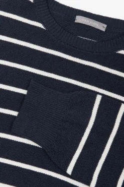 Maglia girocollo righe a contrasto blu