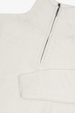 Maglia mezza zip costa inglese panna