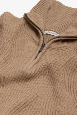 Maglia mezza zip costa inglese cammello
