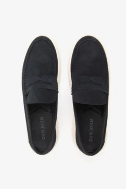 Mocassino scamosciato bocca di leone blu