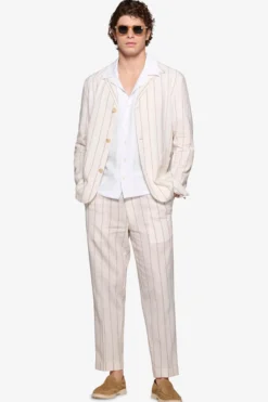 Overshirt gessata panna 