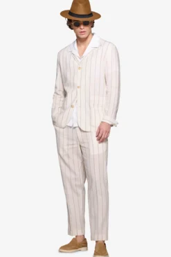 Overshirt gessata panna 