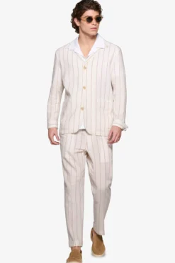 Overshirt gessata panna 