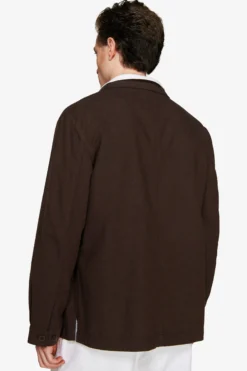 Overshirt misto lino moro "Volume"