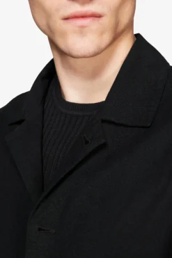 Overshirt misto lino nera "Volume"