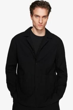Overshirt misto lino nera 