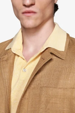 Overshirt misto lino tabacco