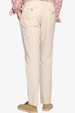 Pantalaccio seersucker rigato beige