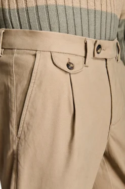 Pantaloni cavalry con taschino beige