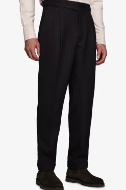 Pantaloni effetto flanella straight moro