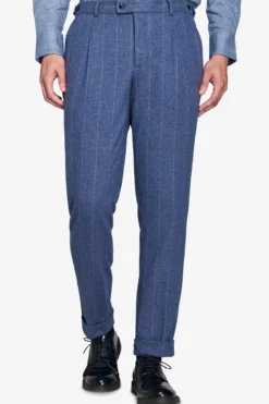 Pantaloni gessati celeste