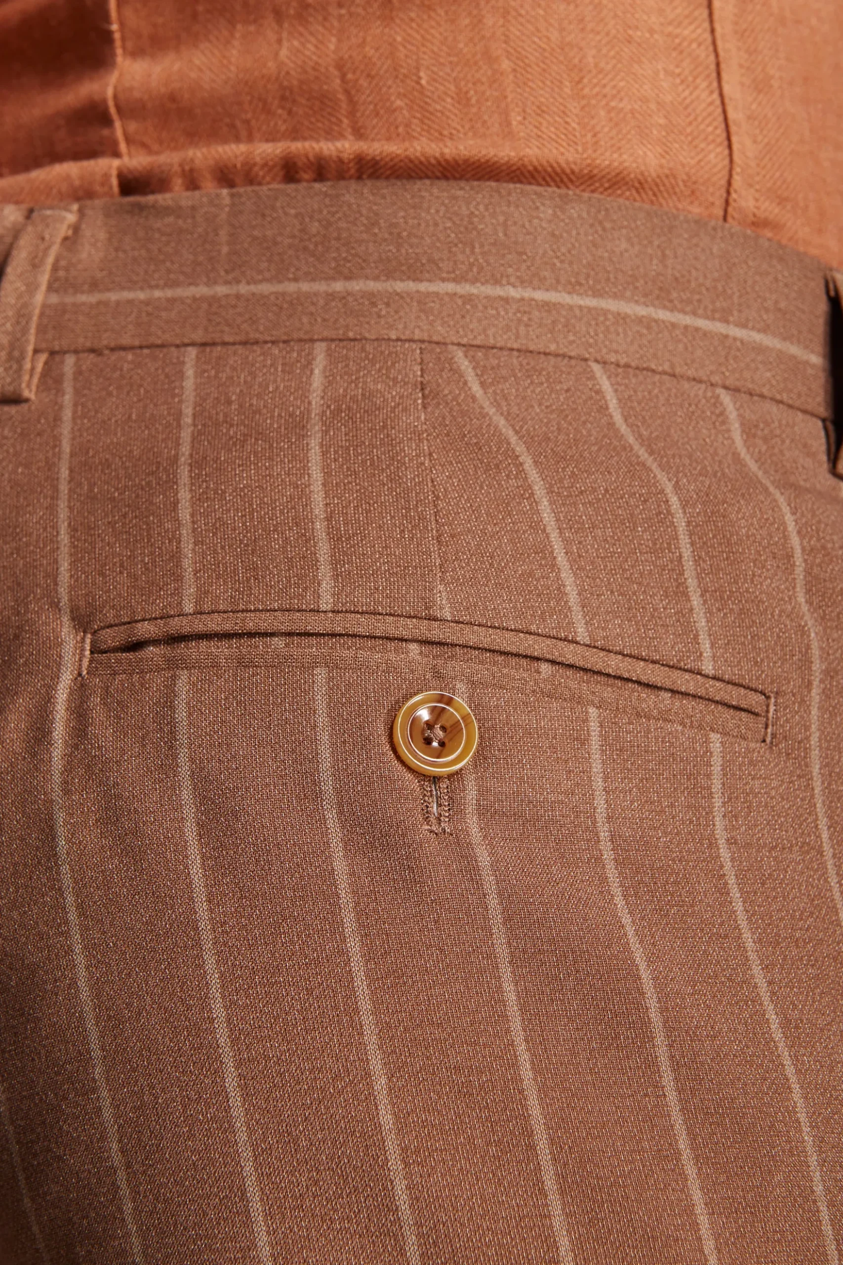 Pantaloni gessati tabacco