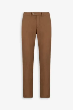 Pantaloni misto lino fiammato tabacco