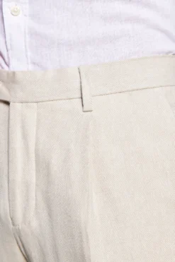 Pantaloni misto lino Herringbone sabbia