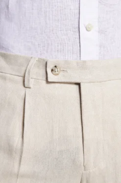 Pantaloni misto lino Herringbone sabbia