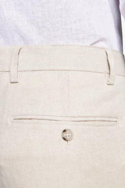 Pantaloni misto lino Herringbone sabbia
