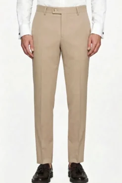 Pantaloni tela melange beige