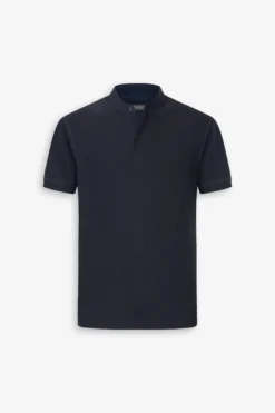 Polo coreana in piquet blu